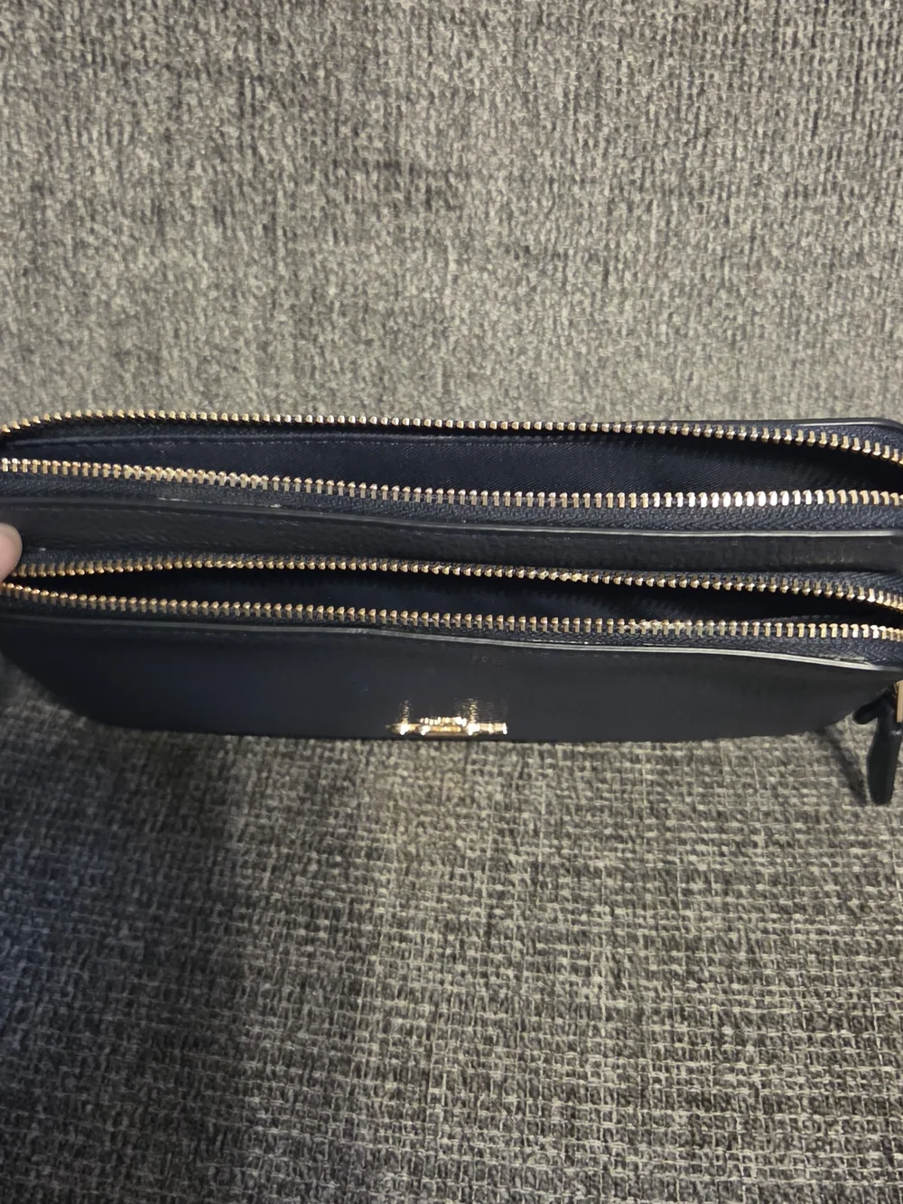 Coach Black Pebbled Leather Wristlet with Gold Hardware